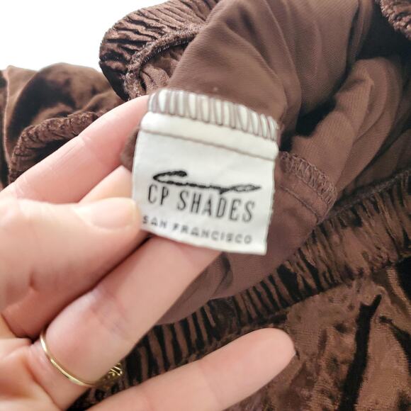 CP Shades Pants Womens Large Brown Crushed Velvet Pull On Elastic Waist Lounge - Picture 9 of 12